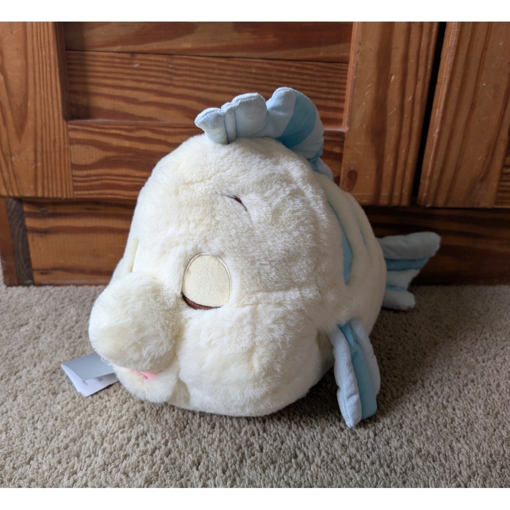 Disney Japan Sleeping Flounder Plush & Blanket NWT Little Mermaid